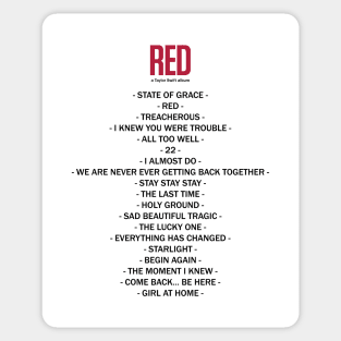 RED - Song List Sticker